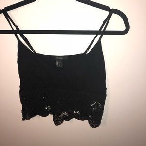 Black lace crop top
